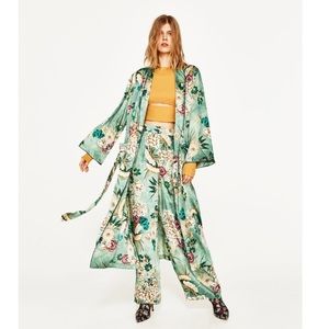ZARA FLORAL PRINT PAJAMA PALAZZO TROUSERS
